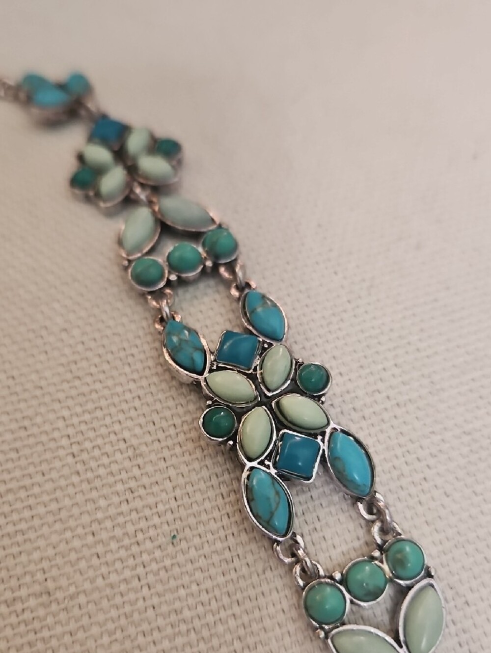 Lucky Brand Turquoise and Mint Green Stone Silver Tone Bracelet - Picture 9 of 9